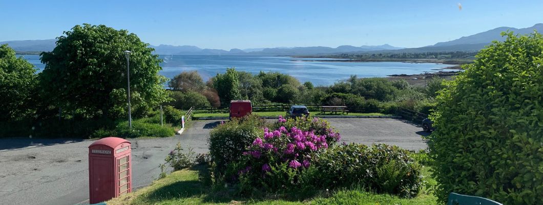 View from outdoor seating of Skye Basecamp Lodge